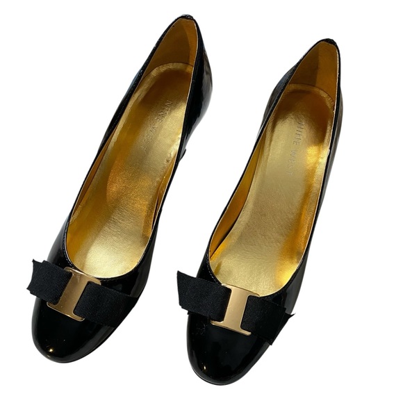 Nine West Black Patent Flats with Bow - Picture 1 of 7